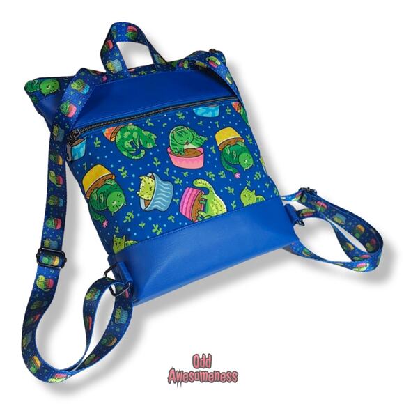 Cat Succulent Plant Cactus Small Yasmina Backpack Handmade Vinyl Faux Leather - Picture 7 of 9